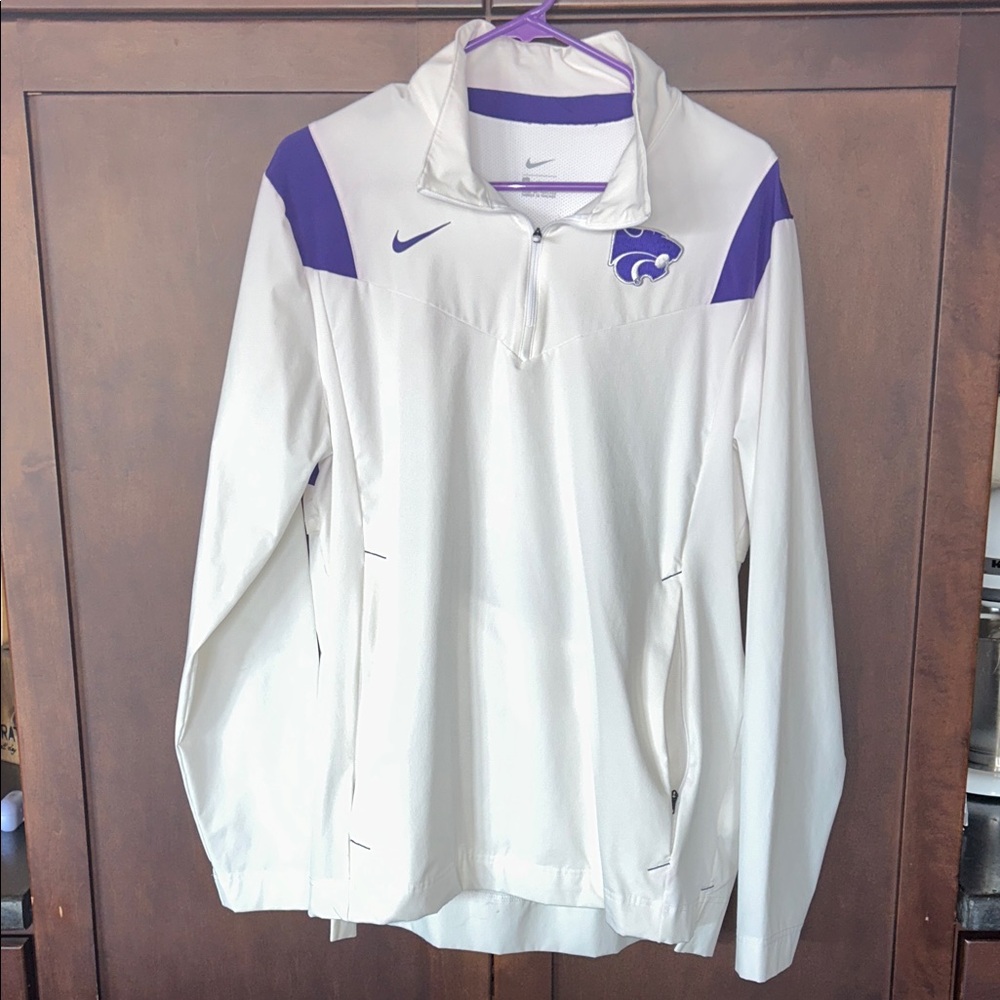 Nike White and Purple Kansas State Quarter-Zip Pullover